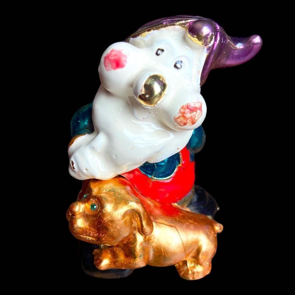Vintage Gnome Trinket Box Enamel Painted